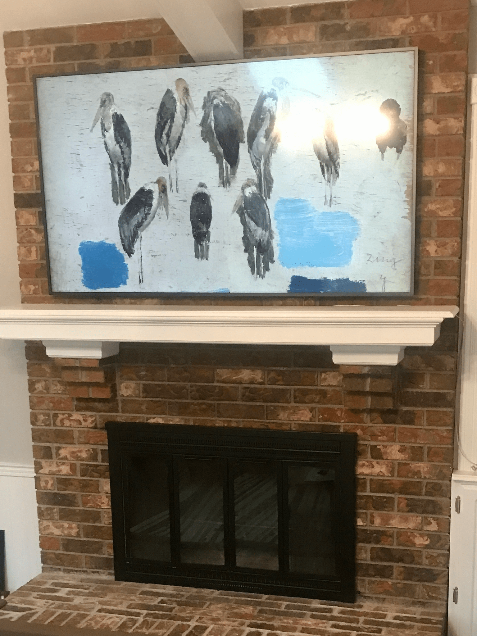 Mounted TV creating a modern vibe.
