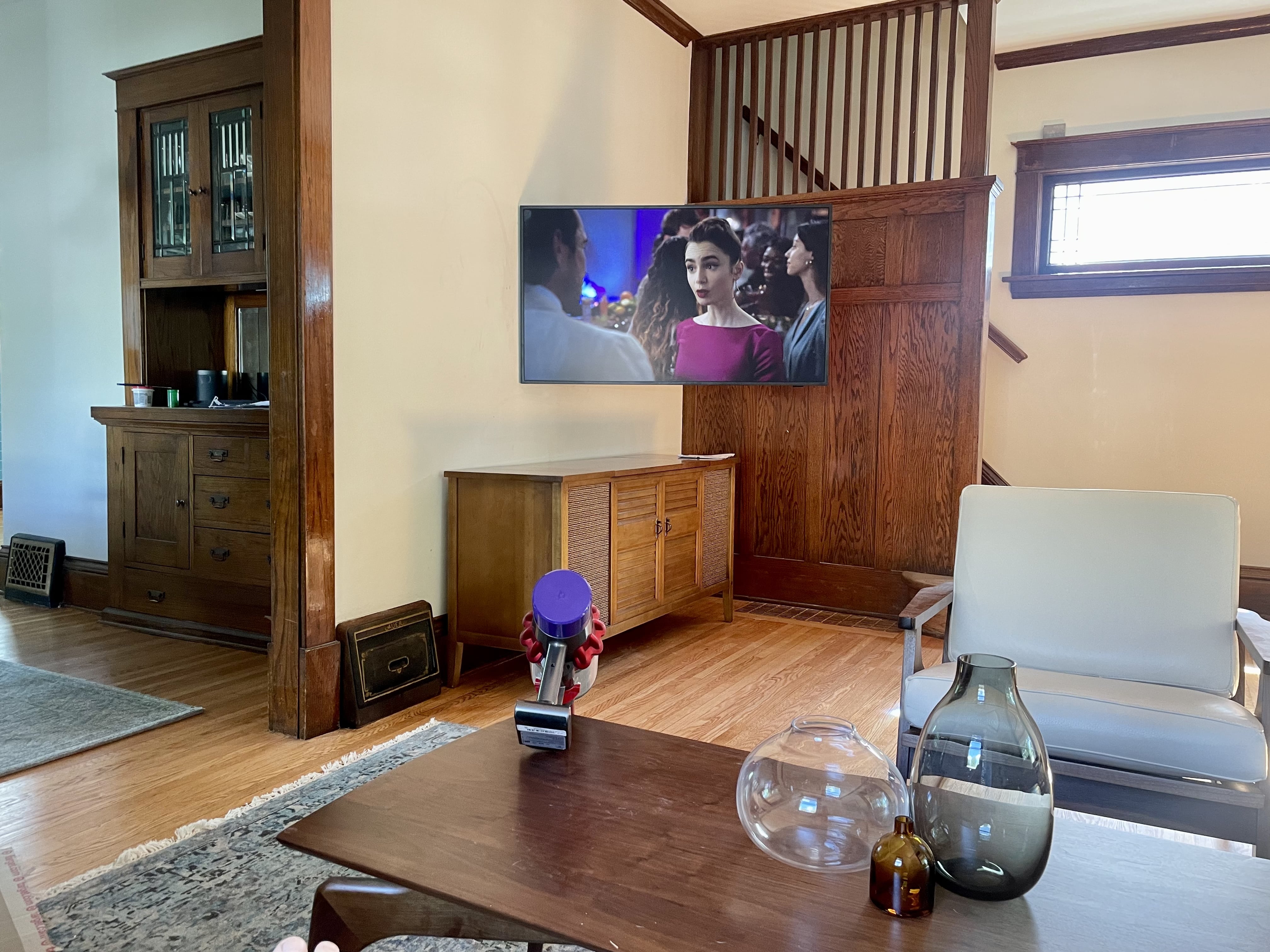 Adjustable TV mount for flexible positioning.