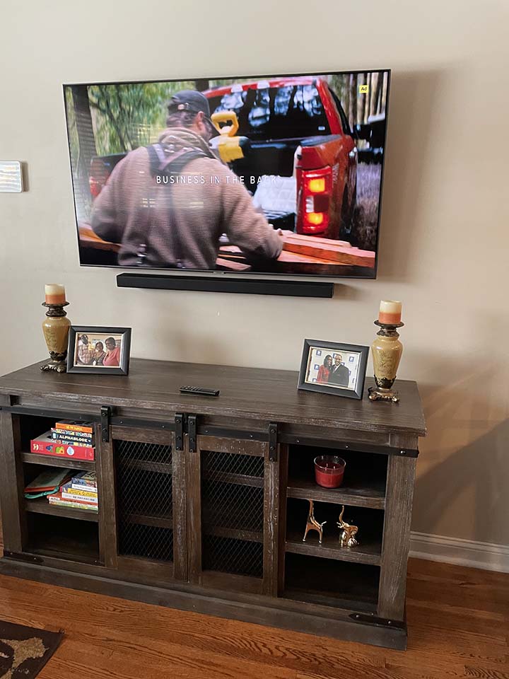 Wall-mounted TV in a contemporary home.
