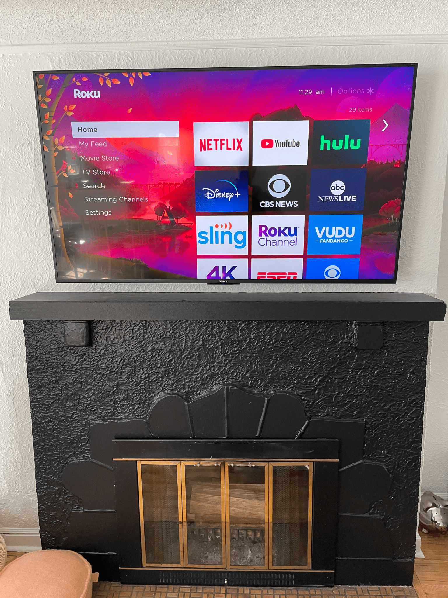 Family room with a wall-mounted television.